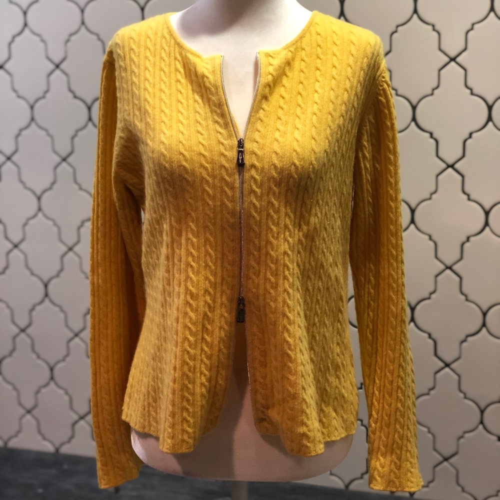 Cashmere zip up cardigan.